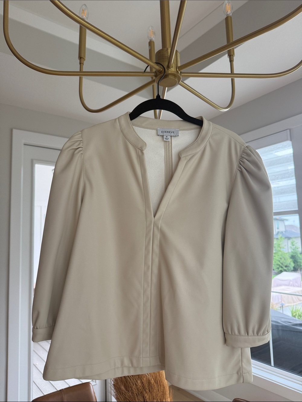 Evereve Cream Puff Shoulder Vegan Leather Top